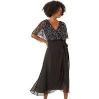Roman Sequin Embellished Maxi Wrap Dress for Women UK - Ladies