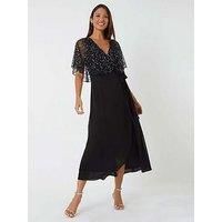 Roman Sequin Embellished Chiffon Wrap Maxi Dress 18 female