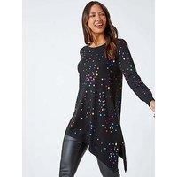 Roman Metallic Spot Print Asymmetric Jumper for Women UK - Ladies
