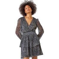 Animal Print Plisse Stretch Dress For Women UK - Ladies Dusk Fashion