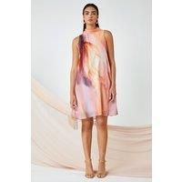 Limited Printed High Neck Shift Dress For Women UK - Ladies Roman