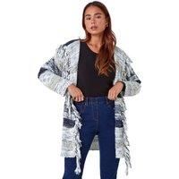 Roman Petite Fringed Hooded Cardigan for Women UK - Ladies
