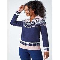 Roman Petite Fairisle Zip Detail Jumper for Women UK - Ladies