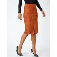 Suedette Stretch Pencil Skirt - Ladies Roman Originals Women