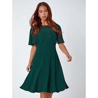 Roman Petite Embellished Skater Dress 10 female