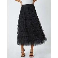 Roman Elasticated Mesh Tiered Ruffle Skirt for Women UK - Ladies