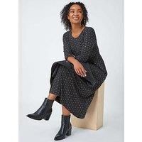 Roman Petite Spot Pocket Stretch Ruched Midi Dress 10 female