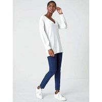 Roman Plain Stretch V-Neck Jumper - Ivory