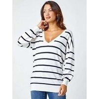 V-Neck Long Sleeve Jumper - Ladies Roman Originals Women