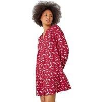 Dusk Fashion Metallic Feather Print Shirt Dress for Women UK - Ladies