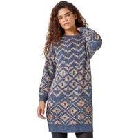 Roman Geometric Print Jacquard Jumper Dress in Grey female