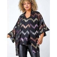 Curve Sequin Zig Zag Kimono For Women UK - Ladies Roman
