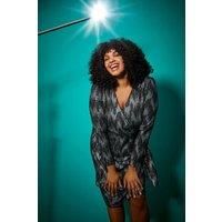 Curve Shimmer Stretch Wrap Dress
