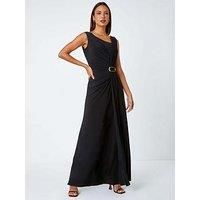 Roman Originals Draped Buckle Detail Maxi Dress Women UK - Ladies Autumn Winter