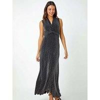 Roman Shimmer Twist Detail Stretch Maxi Dress - Silver