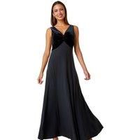 Velvet Twist Front Maxi Stretch Dress For Women UK - Ladies Roman Originals