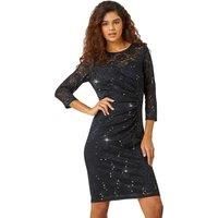 Roman Sequin Lace Ruched Stretch Dress for Women UK - Ladies