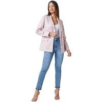 Roman Frayed Edge Boucle Check Jacket in Pink 10 female