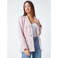 Roman Frayed Edge Boucle Check Jacket 16 female