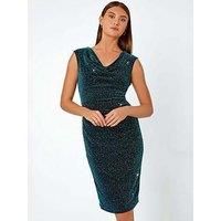 Roman Shimmer Cowl Neck Stretch Dress for Women UK - Ladies