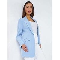 Roman Light Blue Longline Blazer Jacket - Size 18 18 female