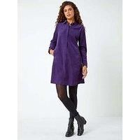Roman Corduroy Tunic Shirt Dress in Purple - Size 10 - Size 10