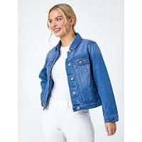 Roman Petite Denim Bleached Denim Jacket - Size 8 8 female