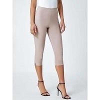 Roman Originals Cropped Trousers for Women UK Ladies Capri Leggings Summer Pants Short Crop Stretch 3/4 Length Three Quarter Pedal Pusher Clothes Elasticated Bengaline - Natural - Size 18