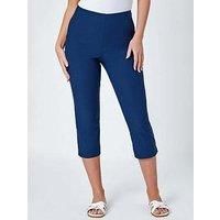 Roman Originals Cropped Trousers for Women UK Ladies Capri Leggings Summer Pants Short Crop Stretch 3/4 Length Three Quarter Pedal Pusher Clothes Elasticated Bengaline - Midnight - Size 16