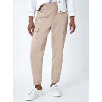 Roman Natural Casual Elastic Waist Cropped Cargo Trousers - Size 18 18 female