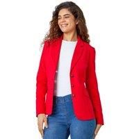 Button Detail Stretch Blazer For Women UK - Ladies Roman Originals