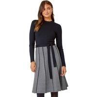 Chevron Print Belted Jumper Dress For Women UK - Ladies Roman Originals