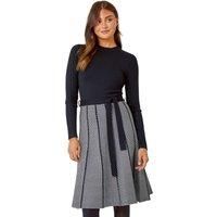 Chevron Print Belted Jumper Dress For Women UK - Ladies Roman Originals