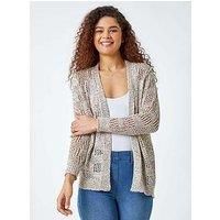 Roman Tape Knit Cotton Blend Cardigan 18 female
