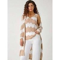 Roman Chevron Stripe Shimmer Longline Cardigan 12 female