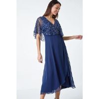 Roman Sequin Embellished Maxi Wrap Dress 20 female