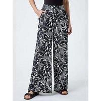 Roman Leaf Linen Blend Wide Leg Trousers 16 female