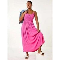 Roman Lace Bodice Shirred Midi Dress 12 female