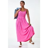 Roman Lace Bodice Shirred Midi Dress 20 female