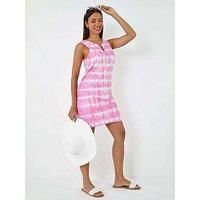 Roman Embroidered Cotton Tie Dye Shift Dress 14 female