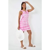 Roman Embroidered Cotton Tie Dye Shift Dress 20 female