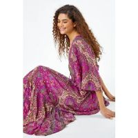 Roman Paisley Print Boho Maxi Dress 14 female