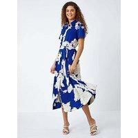Roman Contrast Floral Print Shirt Dress 12 female