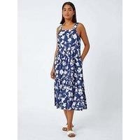 Roman Sleeveless Cotton Floral Midi Dress 20 female