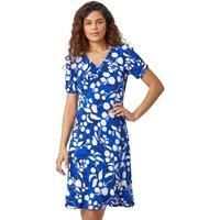 Textured Floral Ruched Stretch Dress