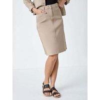 Roman Women's Cotton Denim Stretch A line Skirt in Natural | Size: 20