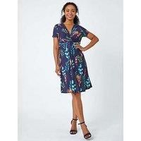 Roman Petite Floral Twist Detail Stretch Dress 12 female