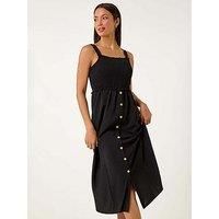 Roman Shirred Button Detail Midi Dress 10 female