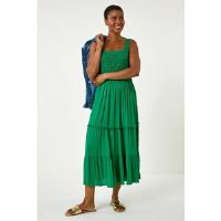 Roman Crochet Detail Cotton Blend Maxi Dress 14 female