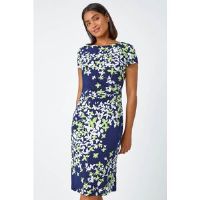 Roman Floral Print Shift Stretch Dress 18 female